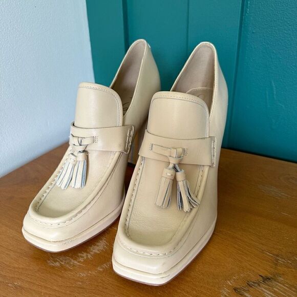 Sam Edelman Jed Women’s Matte Eggshell Ivory Chunky Platform Tassel Detail Loafe - Picture 4 of 14